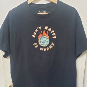ALaB "Don't Happy Be Worry" Black Graphic T-Shirt Men's Size L